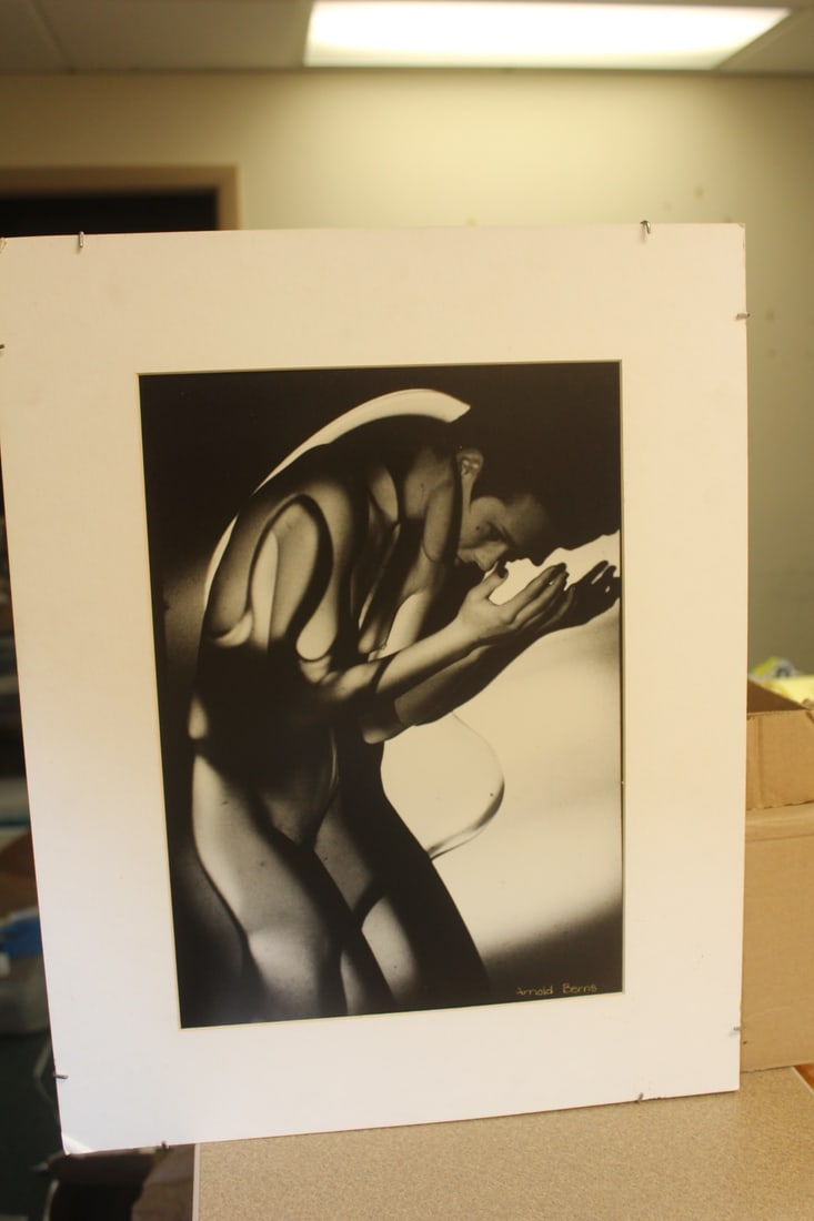 Signed Arnold Berns Nude Photograph: black and white - overall= 19" x 14 7/8" - sight= 13 3/8" x 9 3/8"