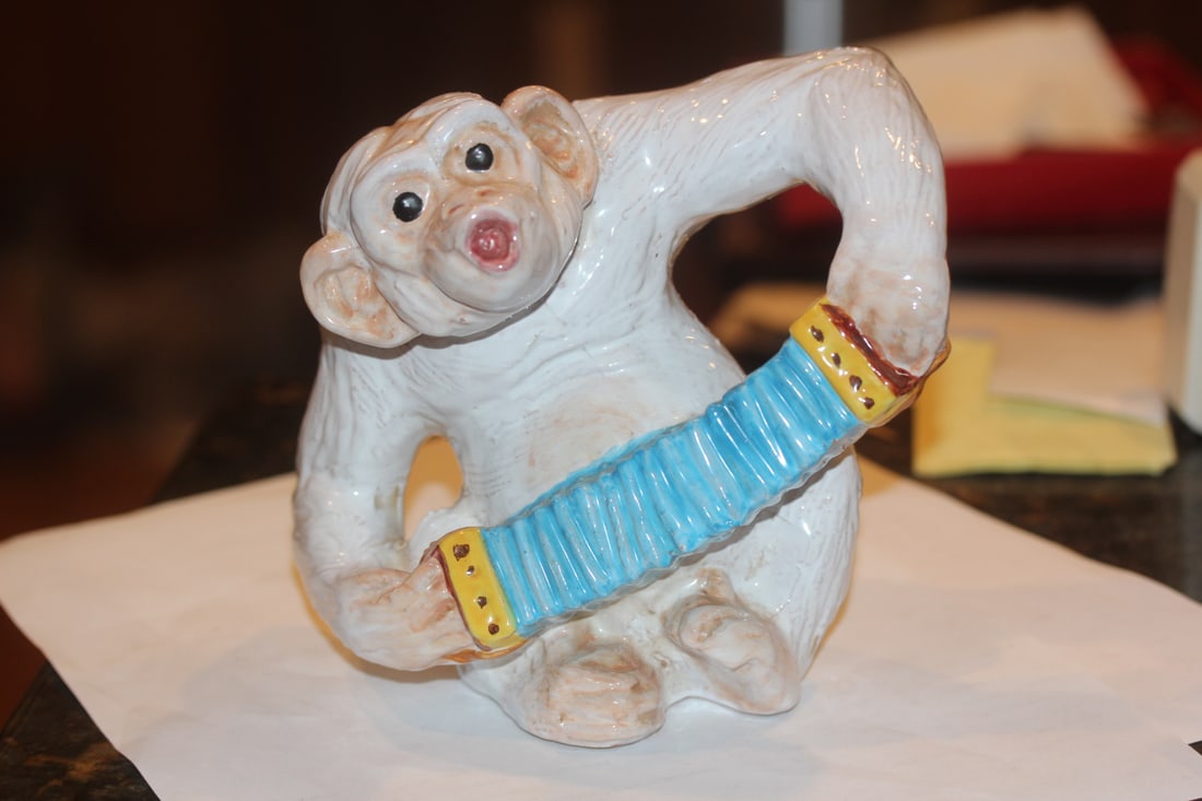 Decorative Ceramic Monkey: 7" across