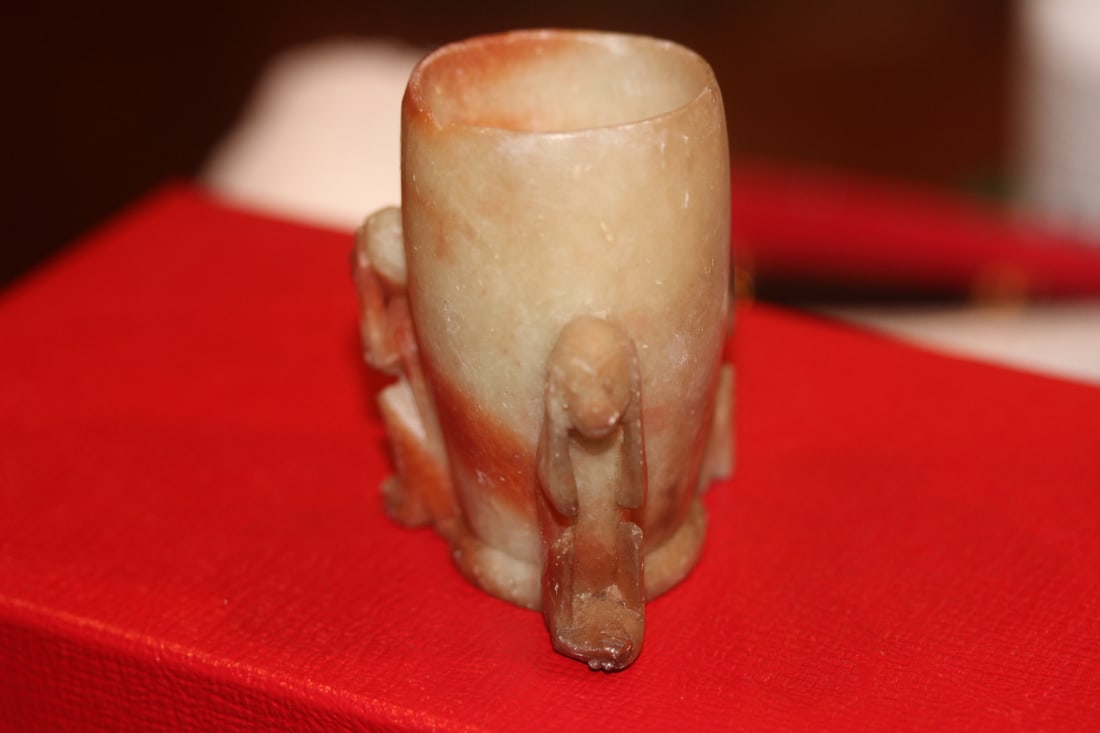Money Small Soap Stone Toothpick Holder: Chinese - 2 1/4" tall