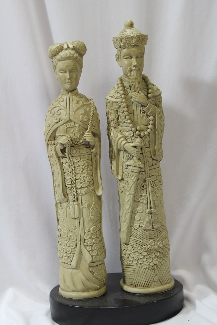 A Chinese Resin Figurine of an Emperor and Empress: overall= 15 1/8" tall