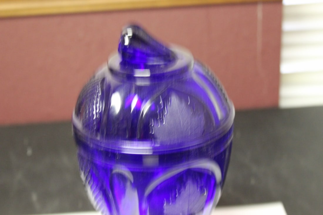 A Blue Glass Compote - 2