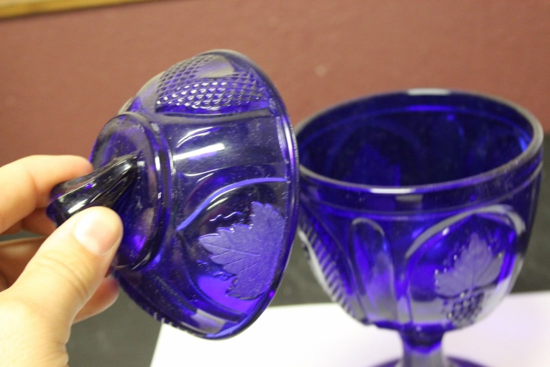 A Blue Glass Compote - 4