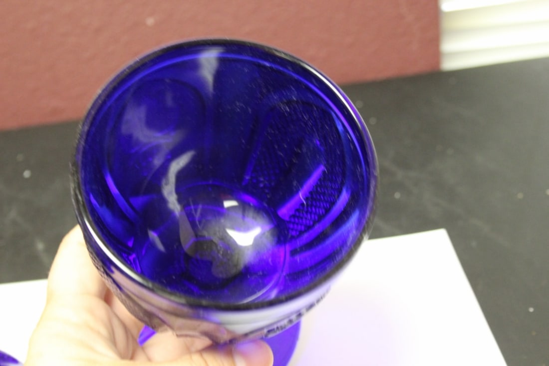 A Blue Glass Compote - 7