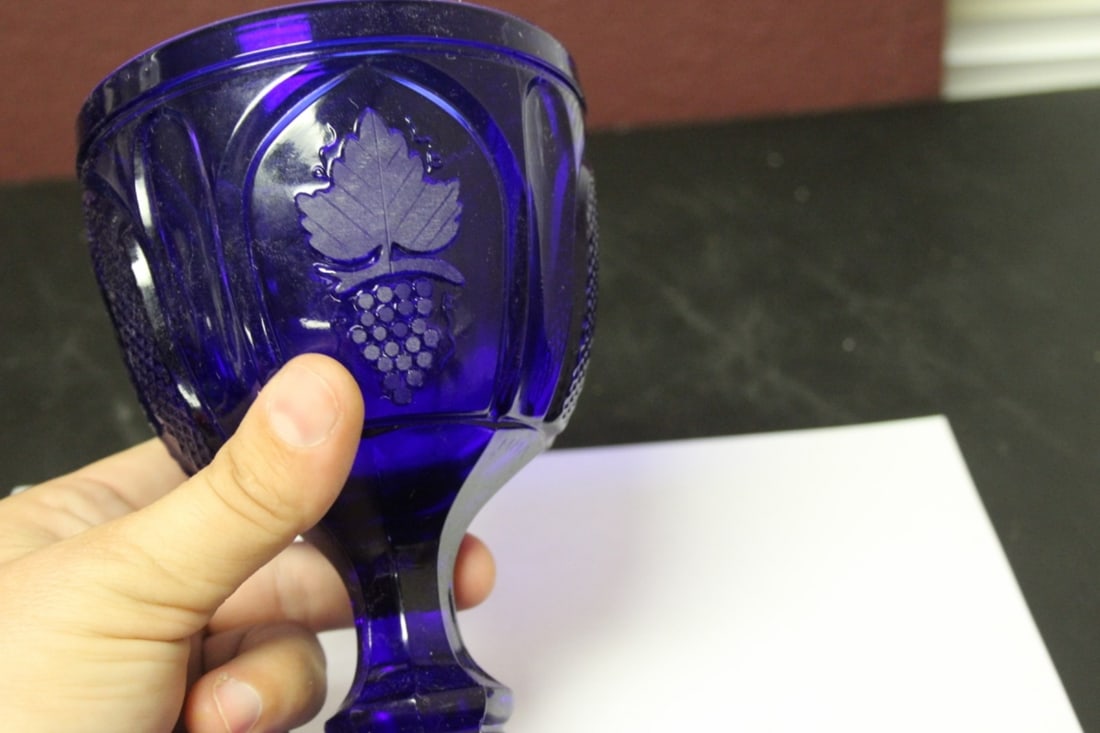 A Blue Glass Compote - 8