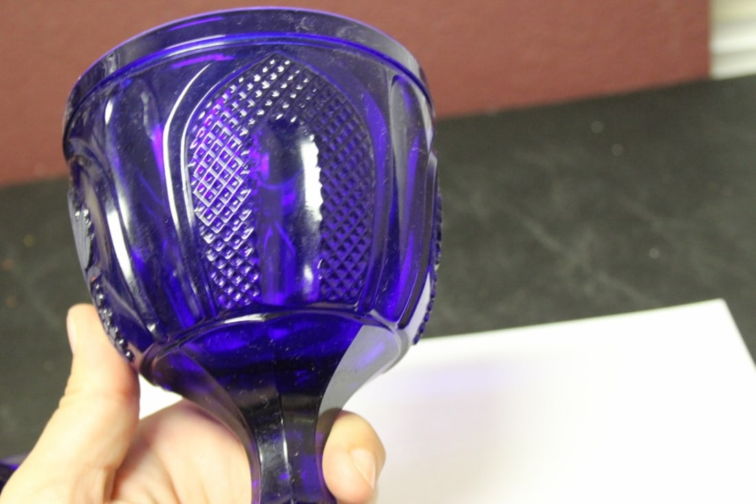 A Blue Glass Compote - 9