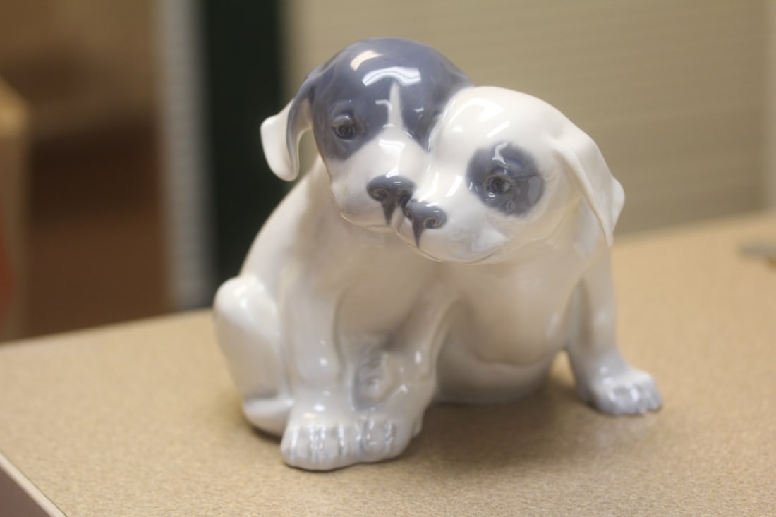 Copenhagen Pair of Ceramic Dogs: 6 inches tall