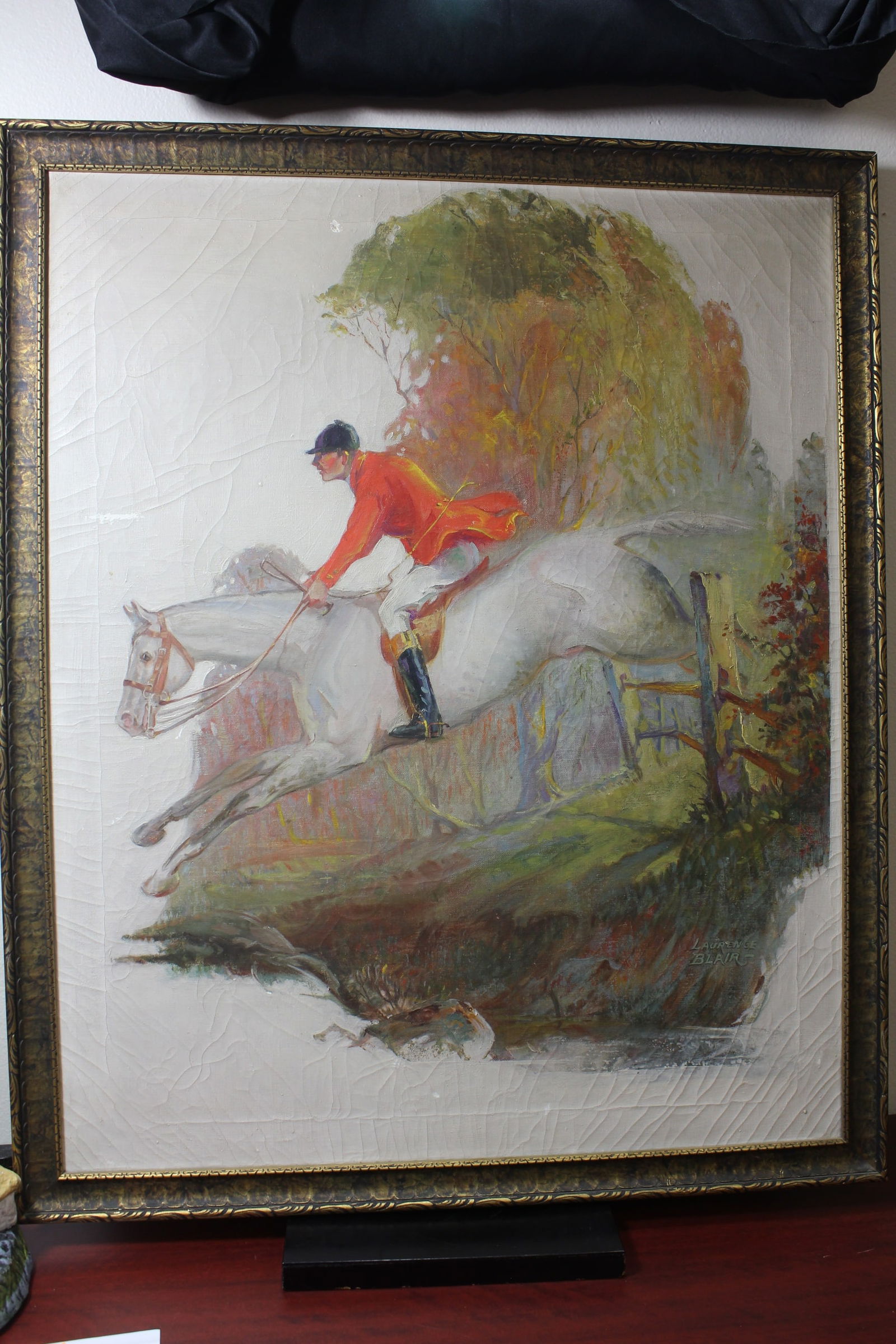 An Oil on Canvas: 19th/20th century - framed - please note= some paint loss - overall= 34 1/2" x 28 1/2"