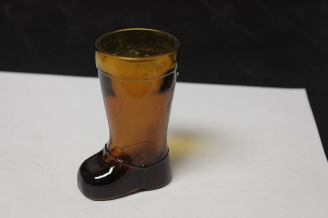 An Amber Glass Shoe: 3 3/8" tall