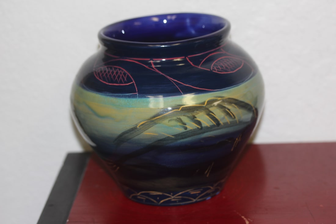 Signed Ceramic Fish Pot - 2