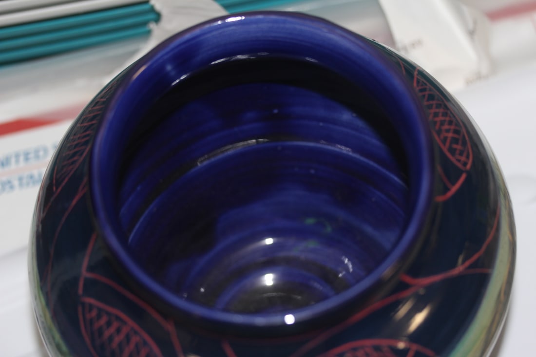 Signed Ceramic Fish Pot - 6