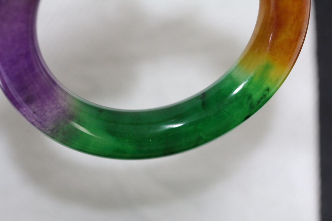 A Thick Multicolor Jadeite Bangle Bracelet - 5