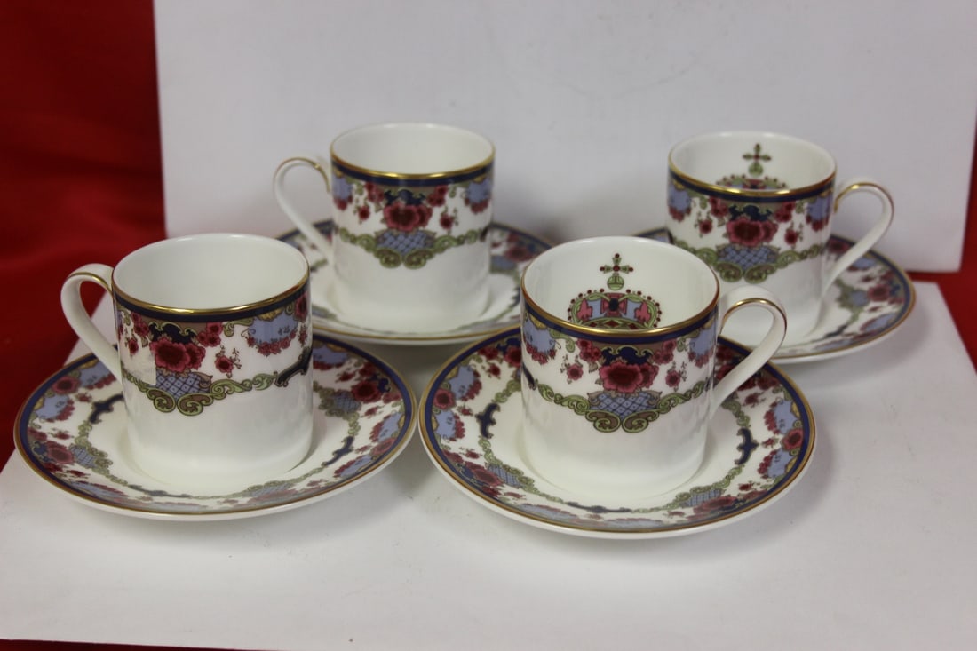 A Set of 4 Royal Doulton Cup and Saucers: Royal Canadian Pacific Dematasse cup and saucers - cup= 2 1/2" tall - rare