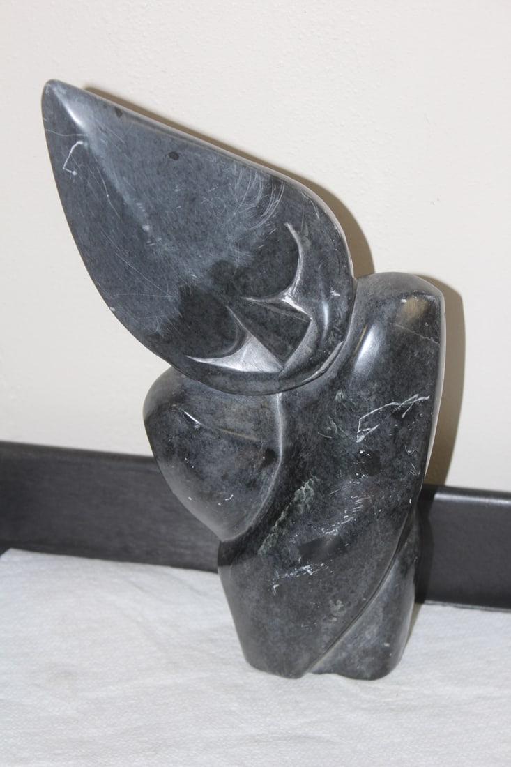 Stone Sculpture by Taso: Zimbabwe artist - solid and heavy - 11 inches tall - please note: some wear