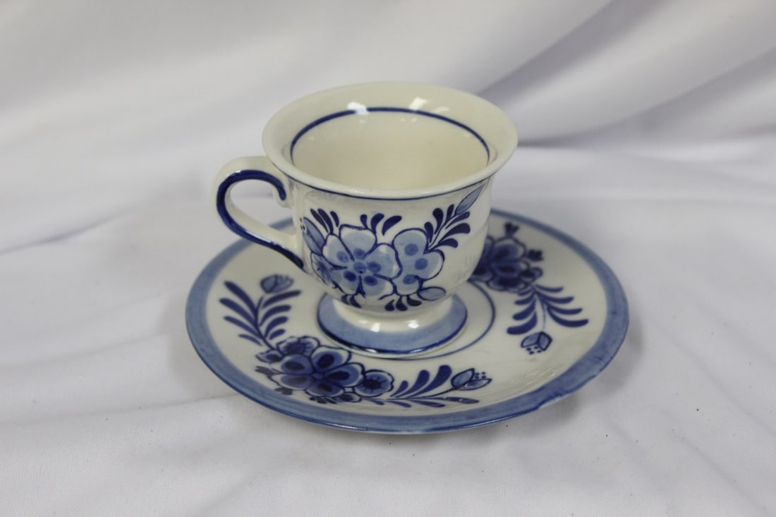 A Delft Cup and Saucer: cup= 2 1/4" tall