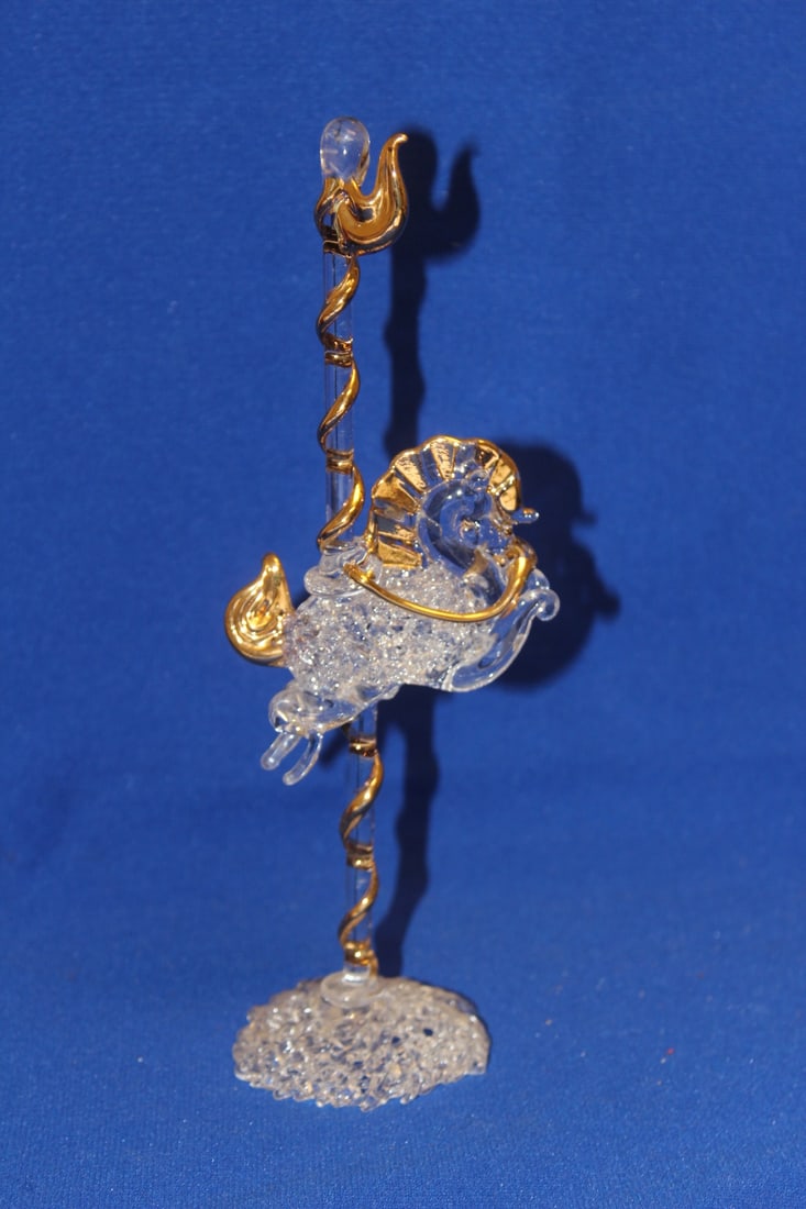 A Crystal Horse on Pole: carousel horse - 8 5/8" tall