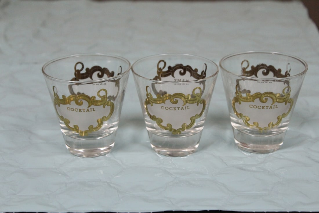 Lot of 3 Glasses: each measures 2 3/4" tall