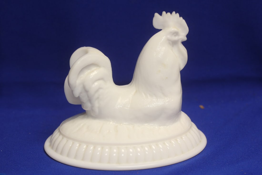 An Imperial Glass Company Chicken Candy Dish Top: milk glass - 5 7/8" tall