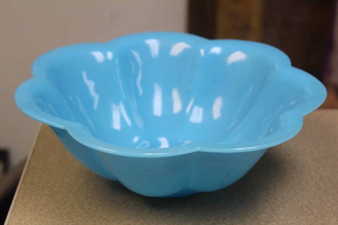 Antique Chinese Peking Glass Bowl: early 1900's - about 100 years old or older -10 3/8" in diameter