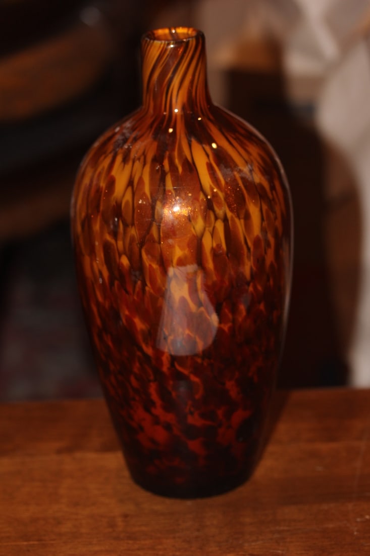 Artglass Bottle: 10" tall