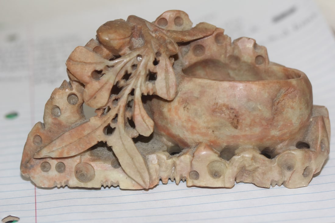 Chinese Soap Stone Vase: 5 1/2" across