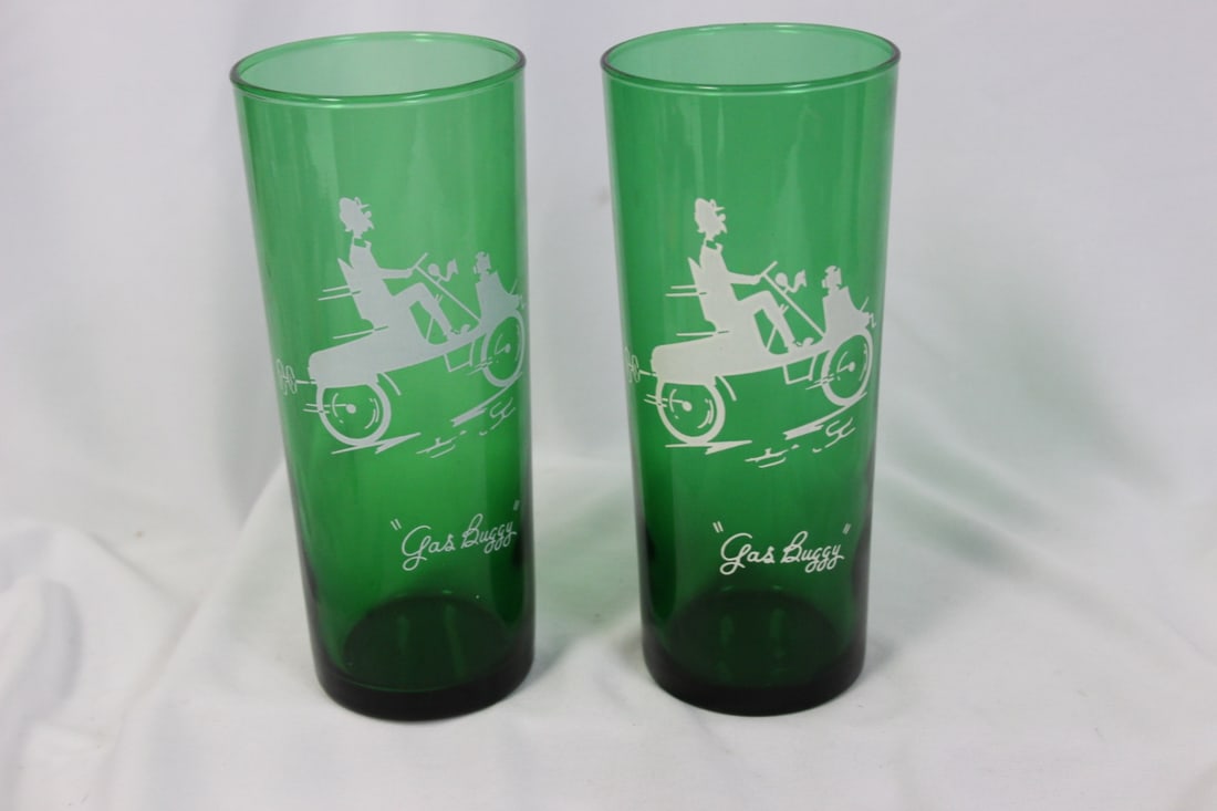 Set of Two Forest Green Tumblers: 6 5/8" tall