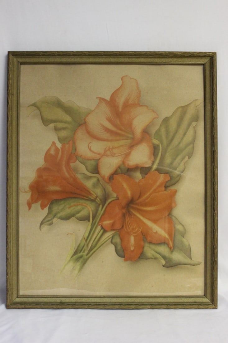Old Floral Print: 17 3/4" x 21 3/4"