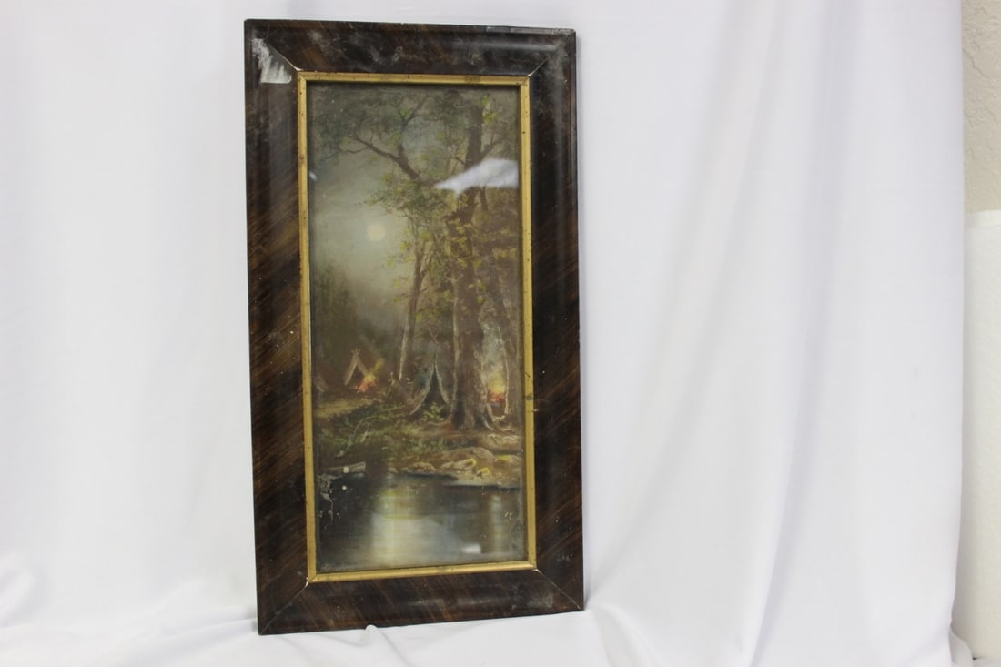 An Old Print or Watercolor: overall= 14 1/2" x 8"