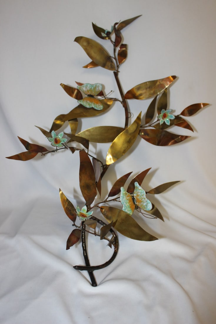 A Metal Enamel Wall Hanger: 20 1/2" tall x 15 1/2" across