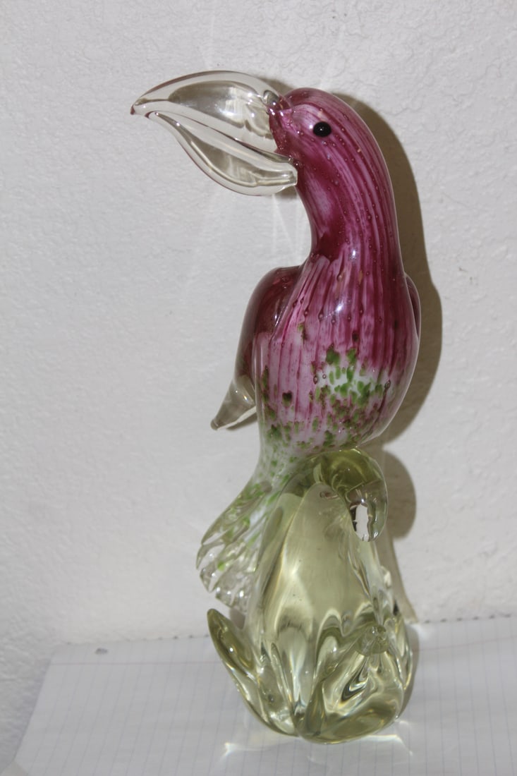 Murano Art Glass Tucan: 12 inches tall