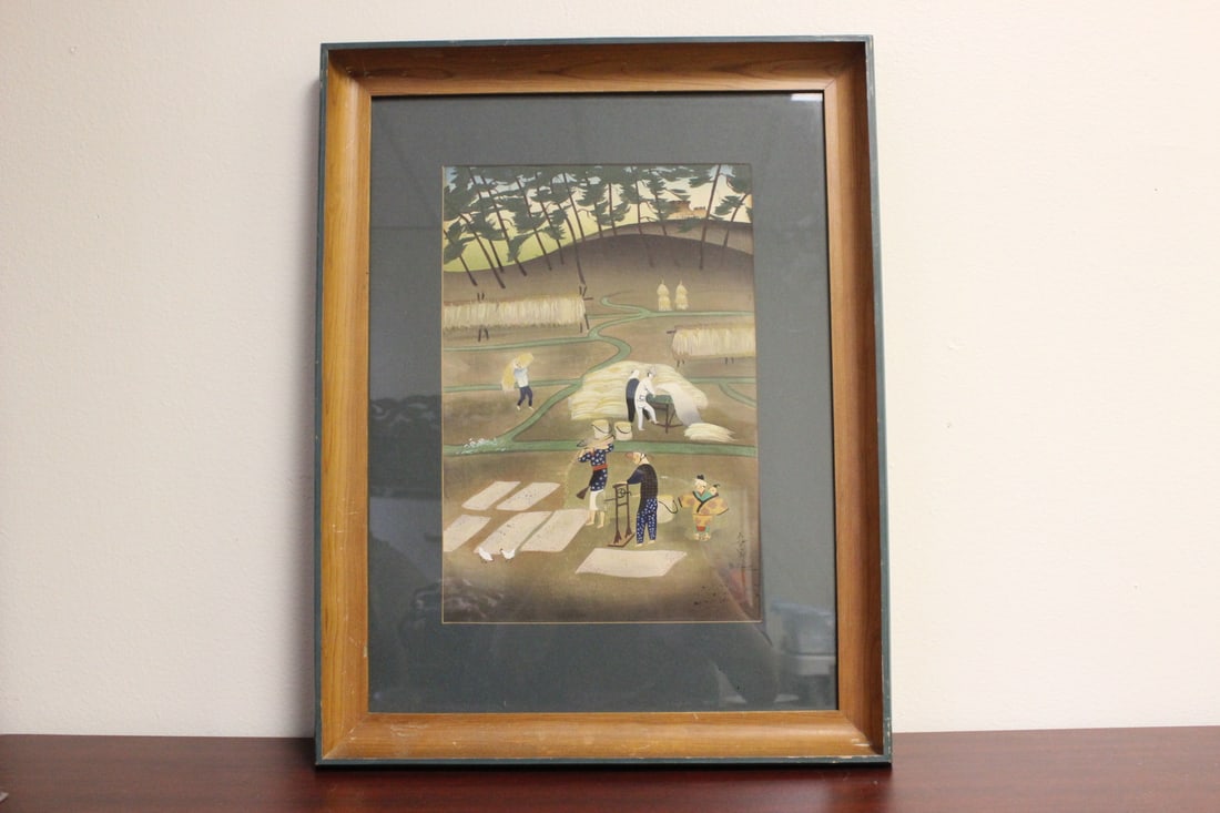 A Signed OHNO Bakufu Woodblock Print: probably 1950's - overall= 22 1/4" x 16 3/4" - sight= 14" x 9 1/2"