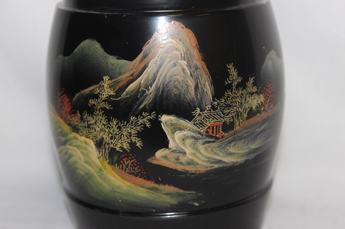 Asian Lacquer Drum Container - 6