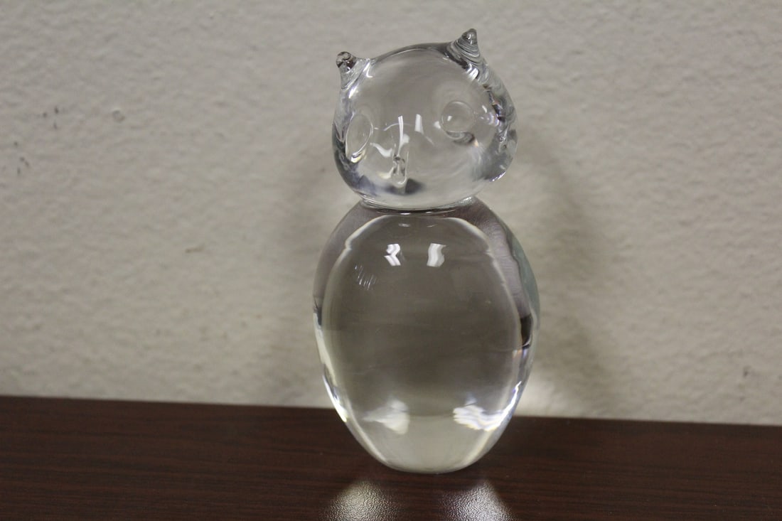 A Signed Glass Owl?: 4 3/8" tall