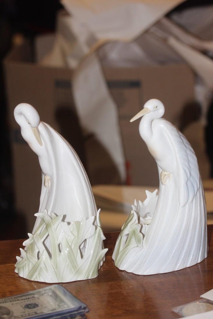 Fritz and Floyd Egert Pair of Candle Holders: porcelain candle holders - 9 1/4" tall