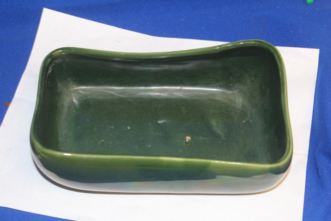 Rectangular Pottery Bowl: 8 3/8" across