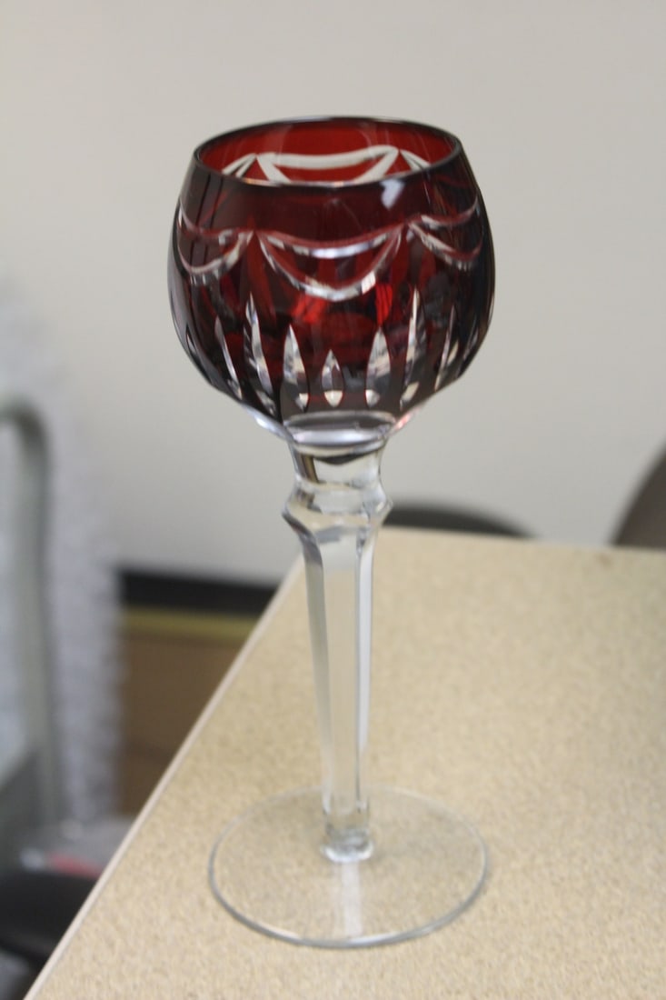 Ruby Red Cut Glass Goblet - 2