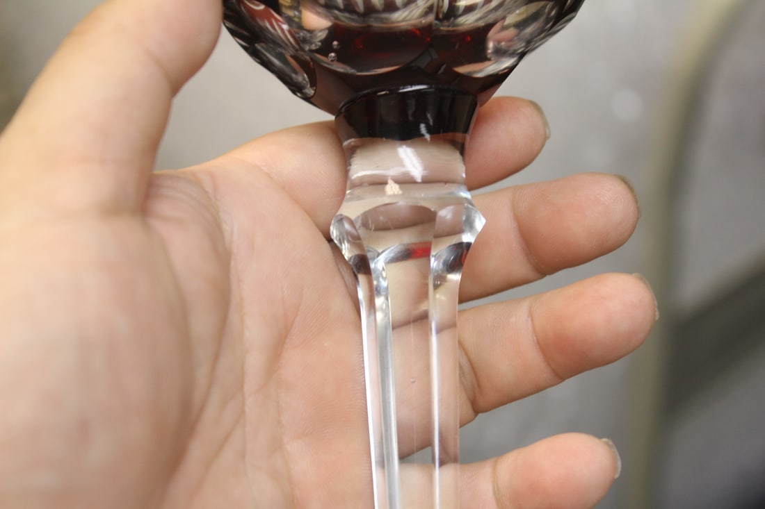 Ruby Red Cut Glass Goblet - 6