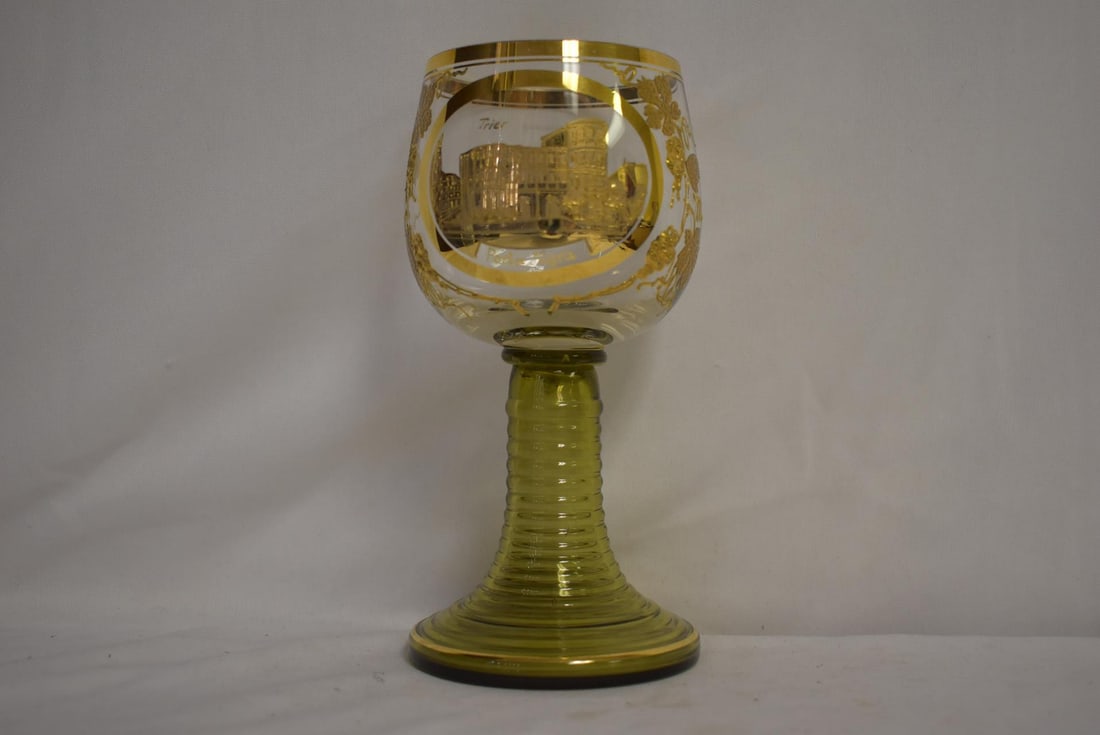 A Gilted Glass Goblet: 6 5/8" tall