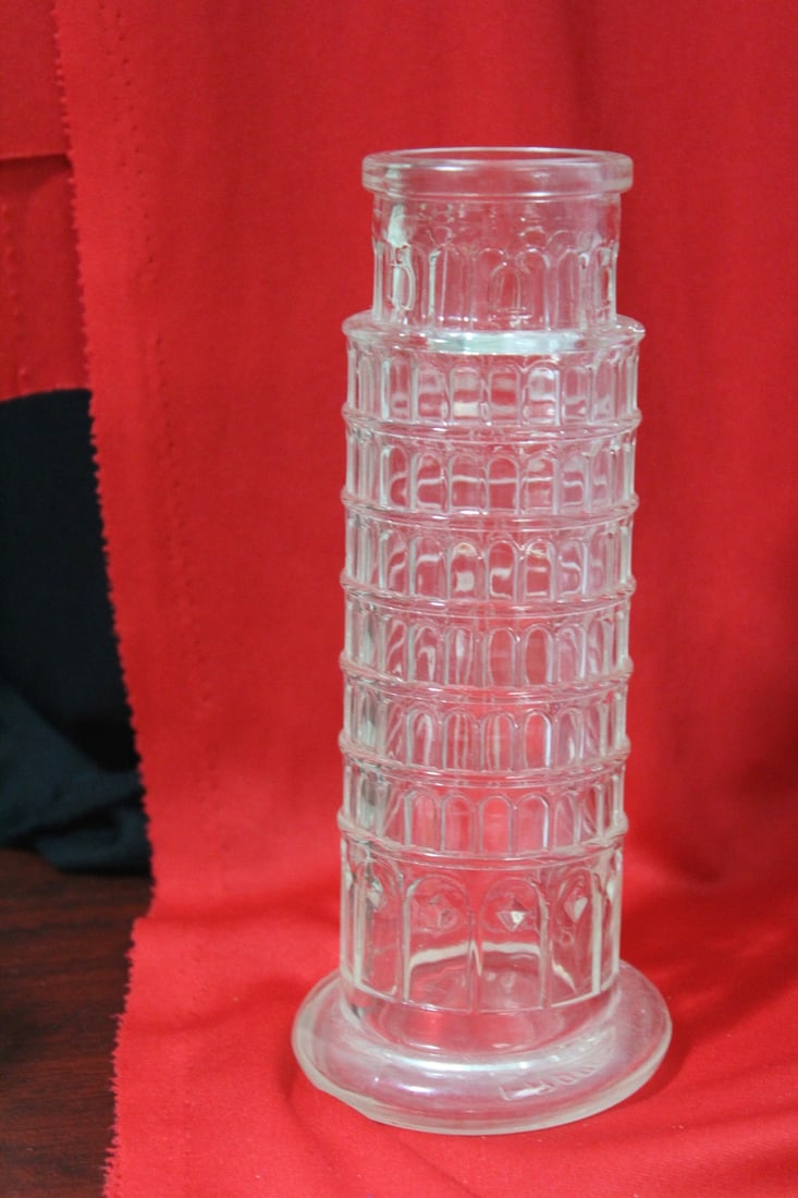 A Glass Leaning Tower of Pisa Bottle: 7 3/8" tall