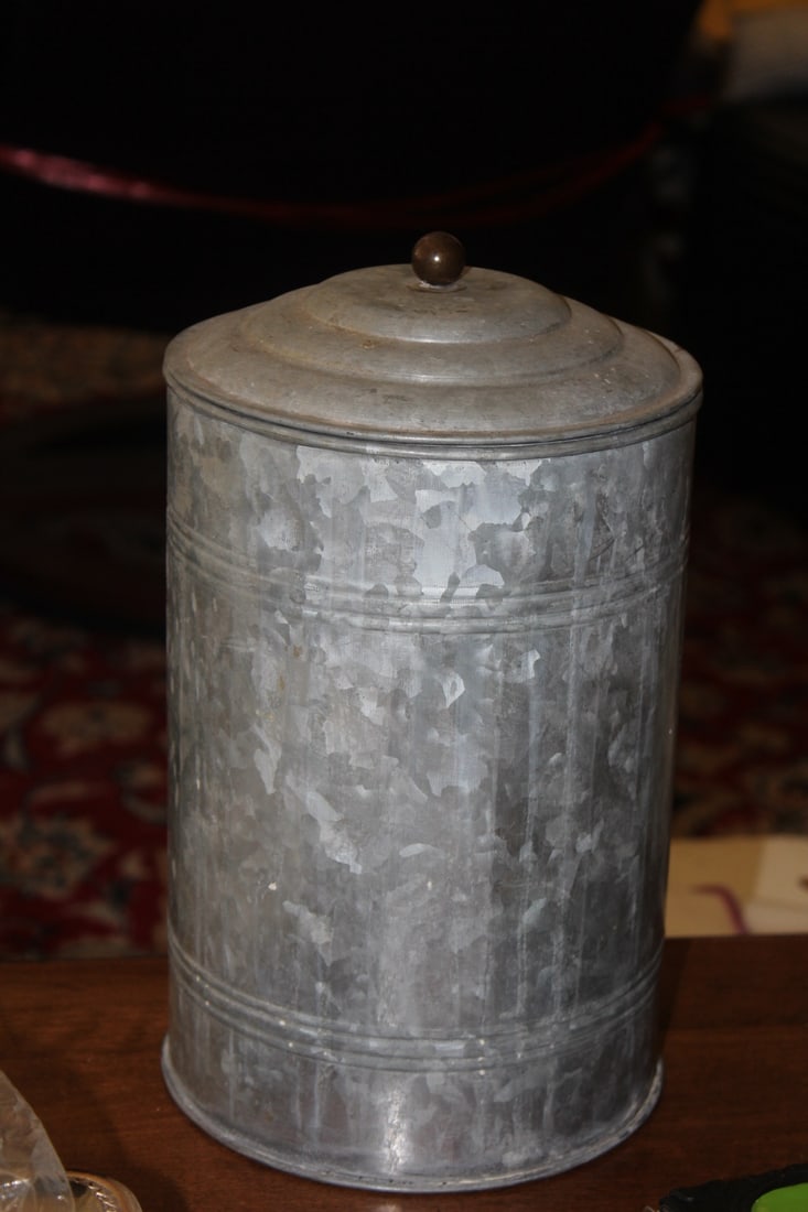 Vintage Tin Container: 12 3/8" tall