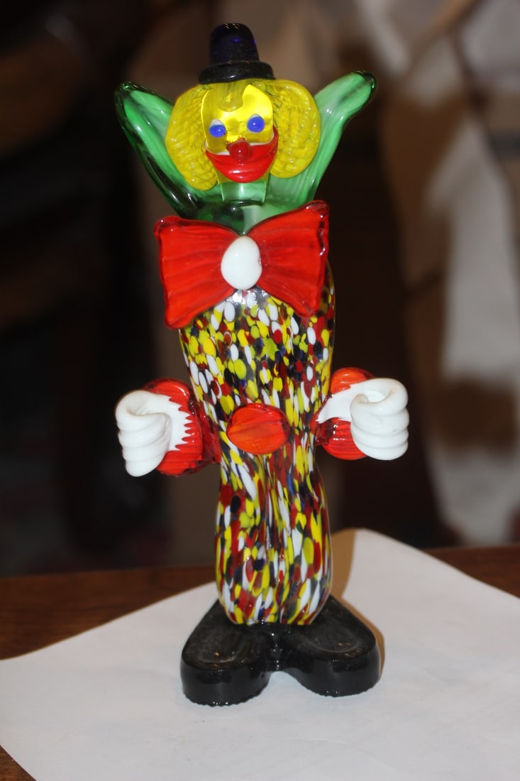 Murano or Murano Style Clown Figurine: 10 inches tall