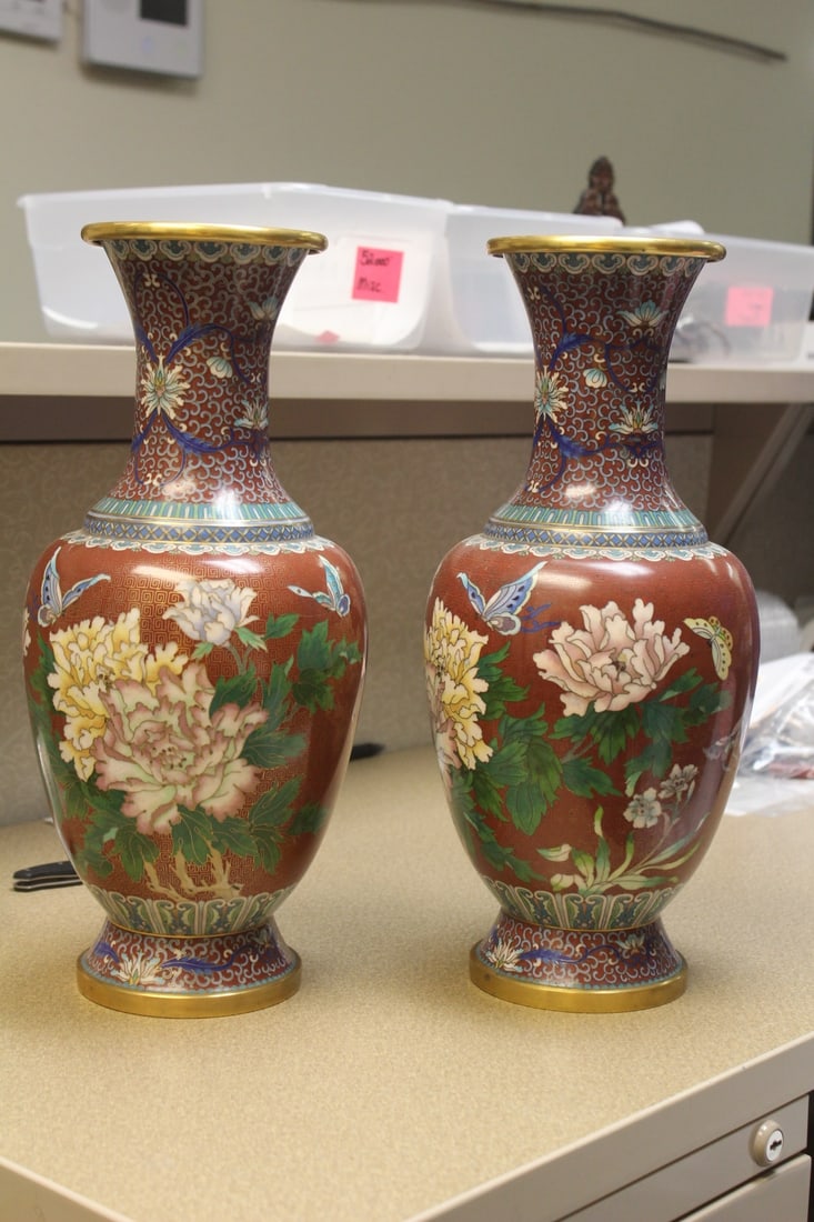 Pair of Impressive Chinese Cloisonne Vases (1 of 7)