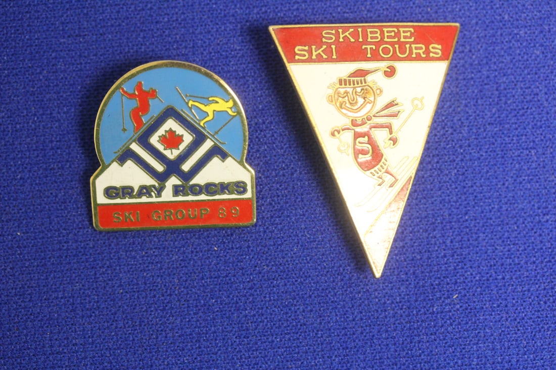 Lot of 2 Enamel Ski Pins: as shown