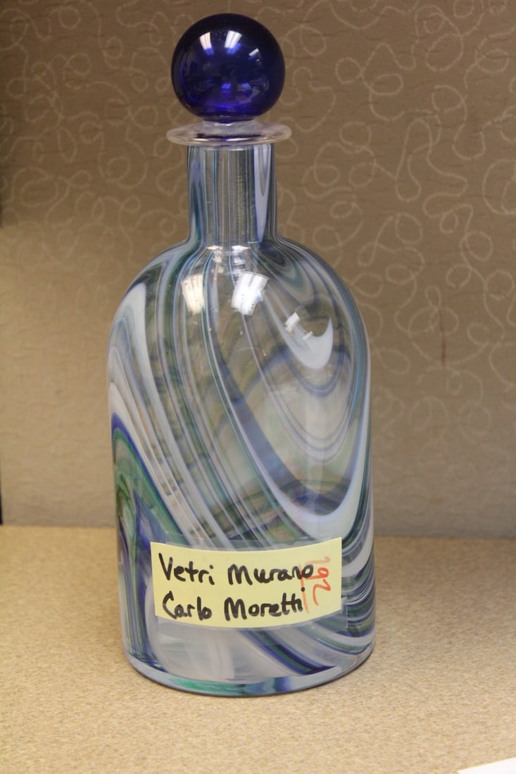 Signed Murano Art Glass Decanter: signed Carlo Moretti Vetri - 9 3/4" tall