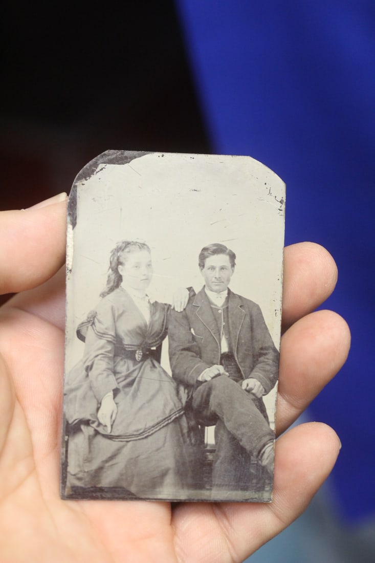 Tin Type of a Couple: 3 1/4" x 2 1/8"