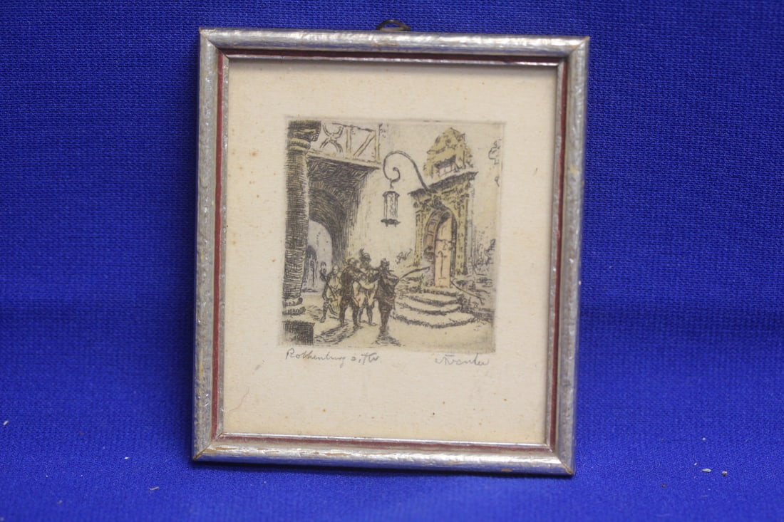 Vintage Willi Foerster Kleingraphik Print: hand signed - miniature Germany - 3 1/2" x 3"