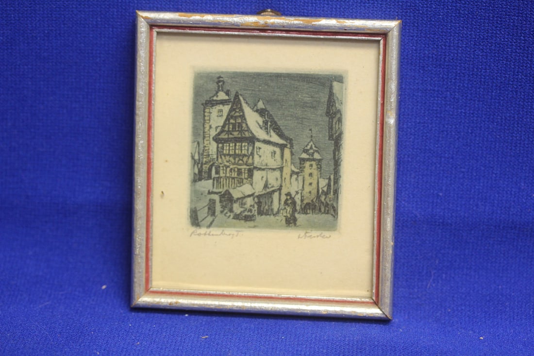 Vintage Willi Foerster Kleingraphik Print: hand signed - miniature Germany - 3 1/2" x 3"