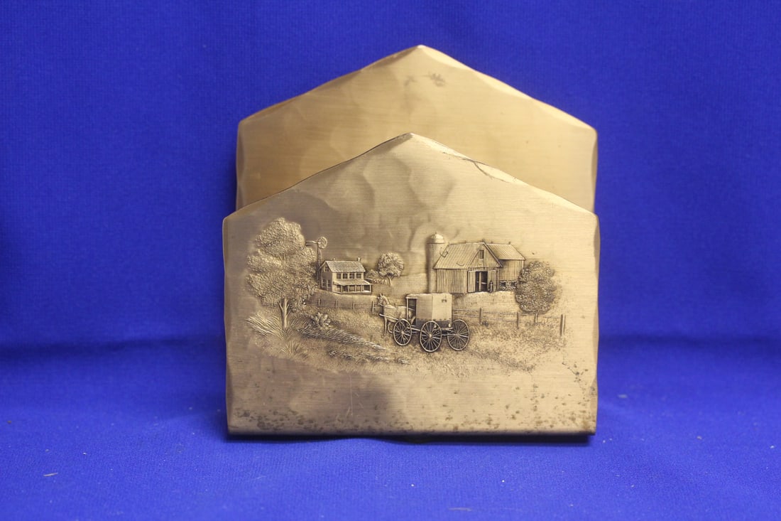 Solid Bronze Napkin Holder: hand forged - Wendell August - 5 1/2" wide