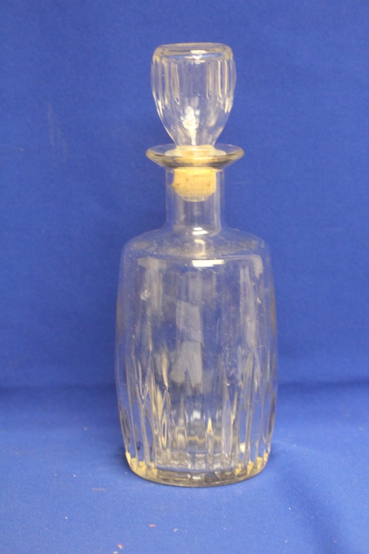 A Glass Decanter or Luquor Bottle: 10 1/8" tall