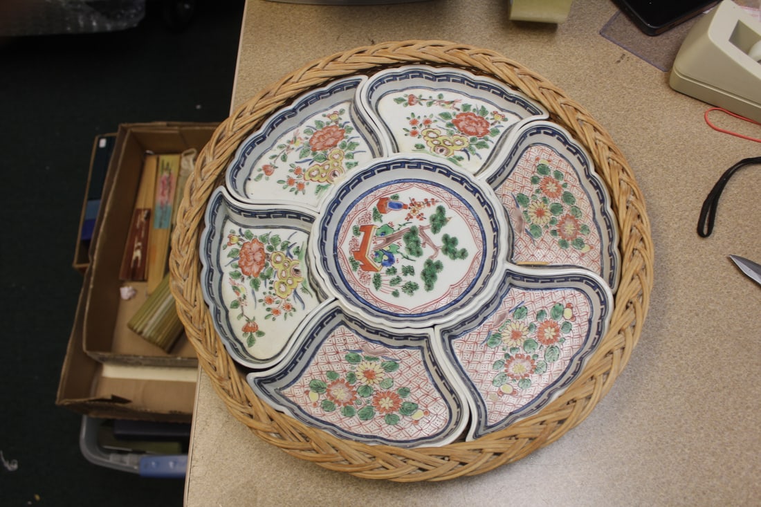 Chinese/Oriental Porcelain Sweet Dish: probably 1950's to 1970's - overall= 14" in diameter