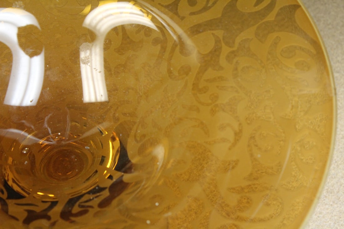 Signed Michael Weems Etched Compote - 4